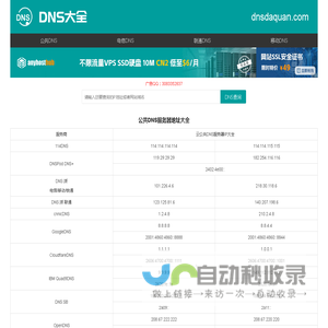 全国DNS服务器IP地址大全 公共DNS大全 dns地址大全 dns大全